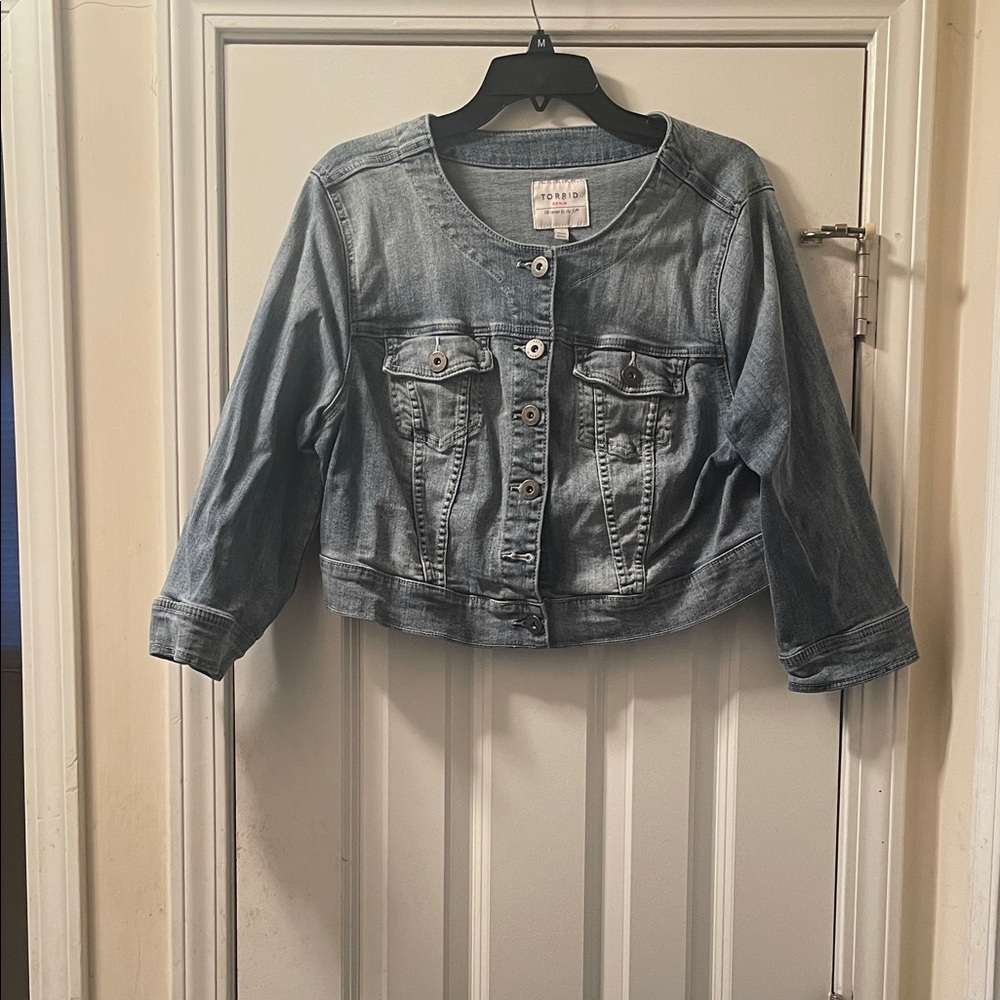 Torrid Denim Crop Button-Up Jacket